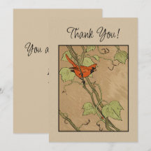 ヴィンテージ（鳥）ショウジョウコウカンチョウレッドバードオンアブランチありがとう