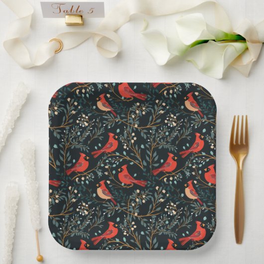 ヴィンテージ（鳥）ショウジョウコウカンチョウ紙プレート ペーパープレート (ウェディング)