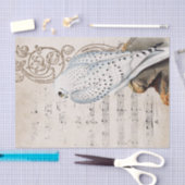 ヴィンテージ《鳥》ハヤブサバードミュージックスクロールつる植物講演会 薄葉紙 (クラフト)