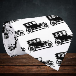 ヴィンテージ 黒い車のイラスト ネクタイ