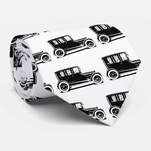 ヴィンテージ 黒い車のイラスト ネクタイ (ロール)
