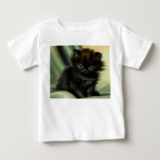 ヴィンテージ 黒猫 イラスト ベビーTシャツ (正面)