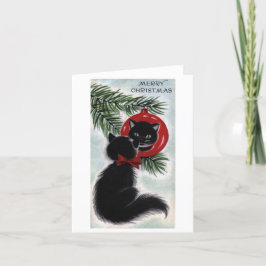 ヴィンテージ 黒猫 クリスマスカード サンキューカード