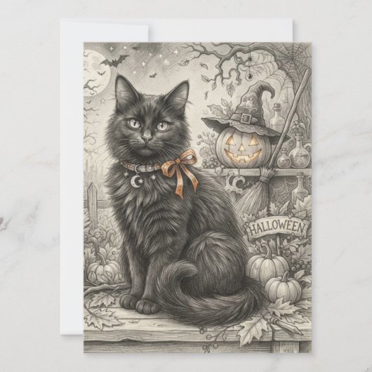 ヴィンテージ 黒猫 ハロウィン カード (正面)