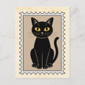ヴィンテージ 黒猫 郵便切手 ポストカード (正面)