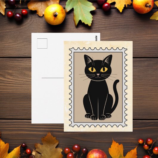 ヴィンテージ 黒猫 郵便切手 ポストカード