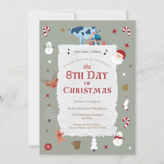 ヴィンテージ ８日目のクリスマス  新年の日  クリスマス 招待状 (正面)