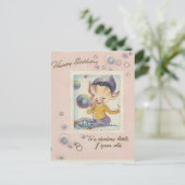 ヴィンテージ「1歳」ハッピーバースデー小妖精や小人 ポストカード (スタンド正面)