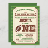 ヴィンテージ 1歳 誕生日 サッカー チケット 招待状 (正面/裏面)