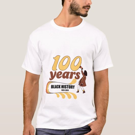 ヴィンテージ 100周年 ブラックヒストリー 1920-2026 記念 Tシャツ (正面)