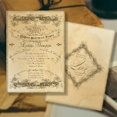 ヴィンテージ 100歳の誕生日お祝い 紅茶にじみ 招待状