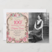 ヴィンテージ 100歳の誕生日 招待状 (正面)