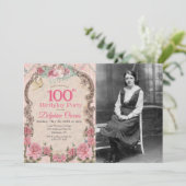 ヴィンテージ 100歳の誕生日 招待状 (スタンド正面)