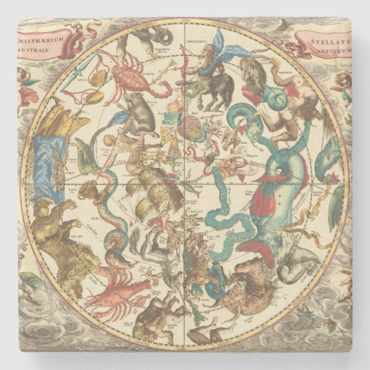 ヴィンテージ 1660年 南天星座図 ストーンコースター (正面)