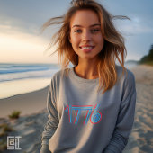 ヴィンテージ 1776 アメリカ - 太い赤と青のストライプ Tシャツ