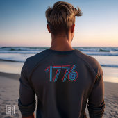 ヴィンテージ 1776 アメリカ - 太い赤と青のストライプ Tシャツ