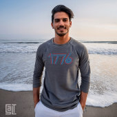 ヴィンテージ 1776 アメリカ - 太い赤と青のストライプ Tシャツ