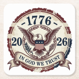 ヴィンテージ 1776 イーグルバッジ 愛国 スクエアペーパーコースター