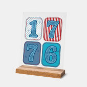 ヴィンテージ 1776 愛国パッチワーク アクリルサイン (傾斜)