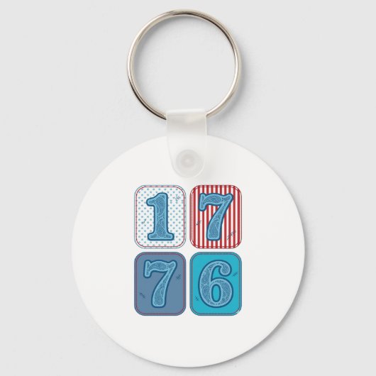 ヴィンテージ 1776 愛国パッチワーク キーホルダー (正面)