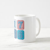 ヴィンテージ 1776 愛国パッチワーク コーヒーマグカップ (正面右)