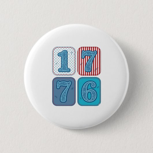 ヴィンテージ 1776 愛国パッチワーク 缶バッジ (正面)