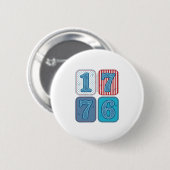 ヴィンテージ 1776 愛国パッチワーク 缶バッジ (正面&裏面)