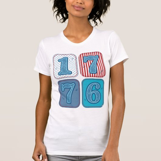 ヴィンテージ 1776 愛国パッチワーク Tシャツ (正面)