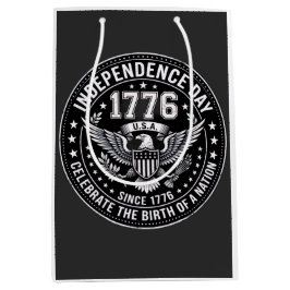 ヴィンテージ 1776 独立記念日 ディストressed エンブレム ミディアムペーパーバッグ