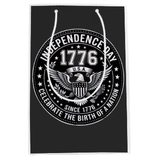 ヴィンテージ 1776 独立記念日 ディストressed エンブレム ミディアムペーパーバッグ