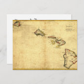 ヴィンテージ 1837年 ハワイ地図 - ハワイ諸島 招待状 (正面/裏面)