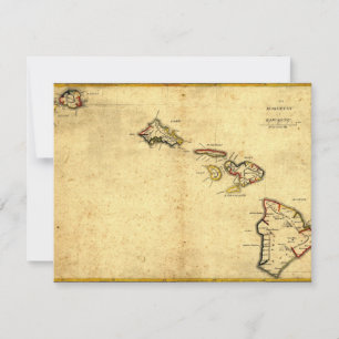 ヴィンテージ 1837年 ハワイ地図 - ハワイ諸島 招待状