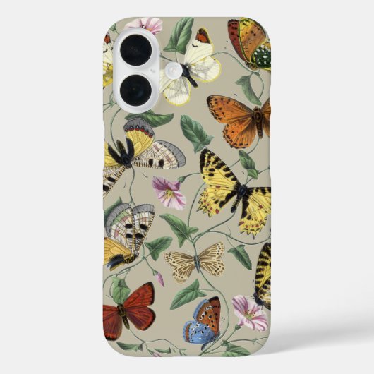 ヴィンテージ 1842 蝶 ガ 花 の植物画 Case-Mate iPhoneケース (裏面)