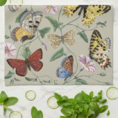 ヴィンテージ 1842 蝶 蛾 植物学 フラワーアート キッチンタオル (折り畳み)