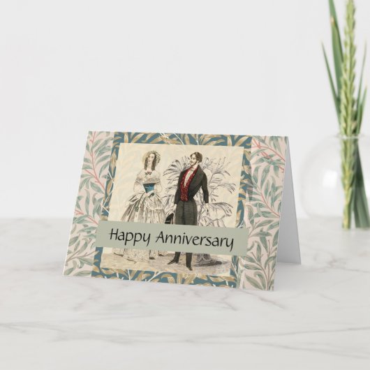 ヴィンテージ 1844 ビクトリア朝の結婚式イラスト カード (正面)