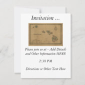 ヴィンテージ 1876年 ハワイ地図 - ハワイ諸島 招待状 (裏面)