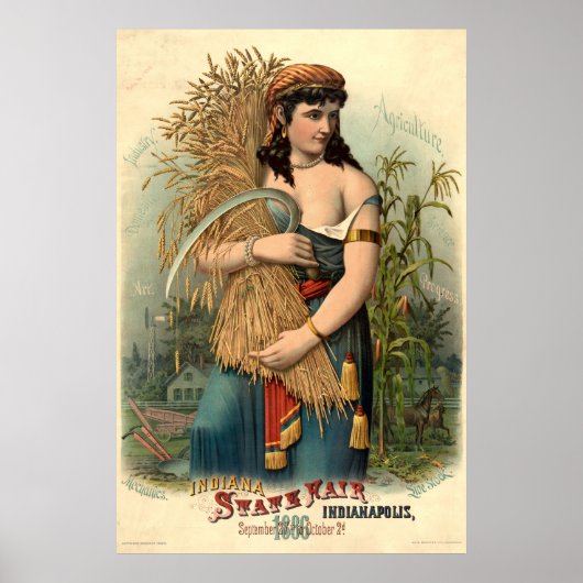ヴィンテージ 1886年 インディアナ州フェア Indianapolis ポスター (正面)