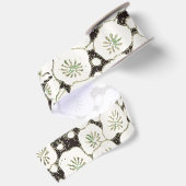 ヴィンテージ 1902年 日本の花柄: 黒 白い花 サテンリボン (裏面)