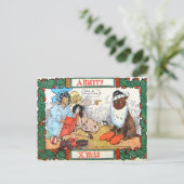 ヴィンテージ 1906 クリスマス サンタ 犬 & 子どもたち ポストカード (スタンド正面)