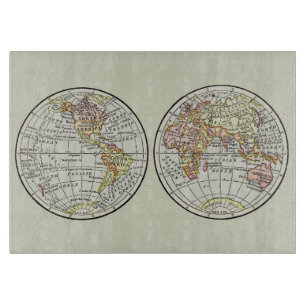 ヴィンテージ 1916年 世界地図 グローブ 半球 ポスター カッティングボード
