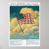 ヴィンテージ 1917年 第一次世界大戦 愛国的なアメリカ国旗 歴史ポスター ポスター (正面)