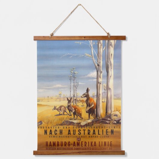 ヴィンテージ（1930年代）ドイツHAPAGクルーズライン旅行 吊り下げ型タペストリー (正面)
