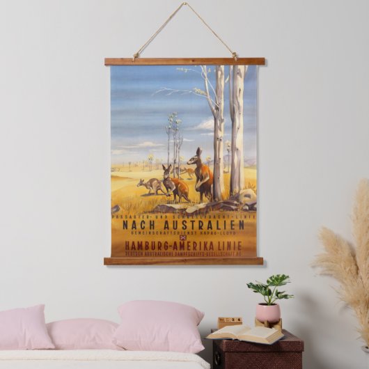 ヴィンテージ（1930年代）ドイツHAPAGクルーズライン旅行 吊り下げ型タペストリー (寝室)