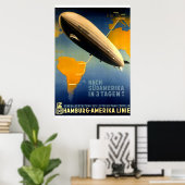 ヴィンテージ- 1930年Graf Zeppelin旅行ポスター ポスター (ホームオフィス)