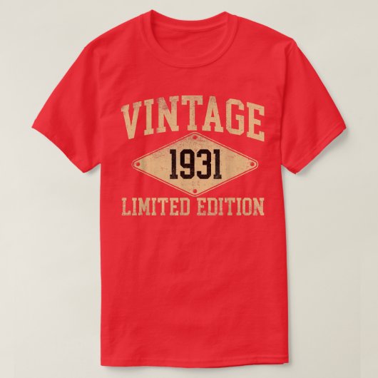 ヴィンテージ 1931 限定版 誕生年 誕生日 Tシャツ (デザイン正面)