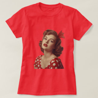 ヴィンテージ 1950年代 ピンアップガール 赤い水玉 Tシャツ