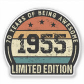 ヴィンテージ 1955 レトロ 70歳の誕生日お祝い シール (正面)