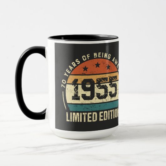 ヴィンテージ 1955 レトロ 70歳の誕生日お祝い  マグカップ (左)