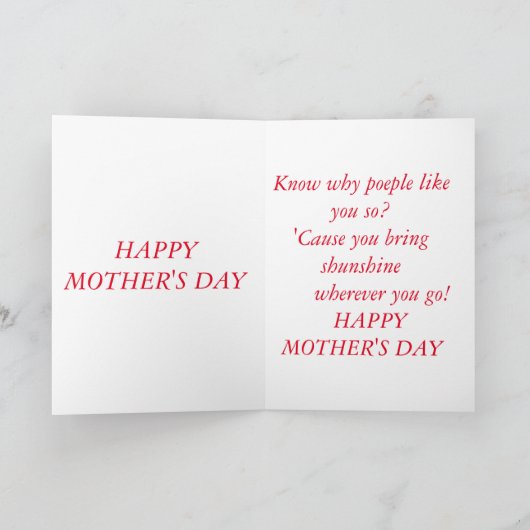 ヴィンテージ（1958年）母のデイカードかわいいメッセージ カード (内部)