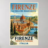 ヴィンテージ 1960年代 フィレンツェ イタリア 旅行ポスター ポスター (正面)